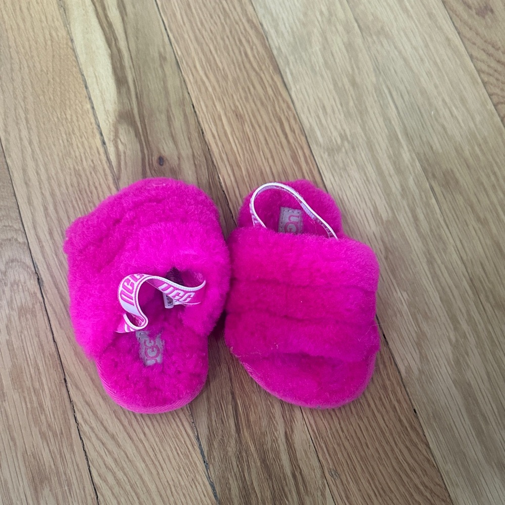 UGG Kids Fuzzy Pink Slippers